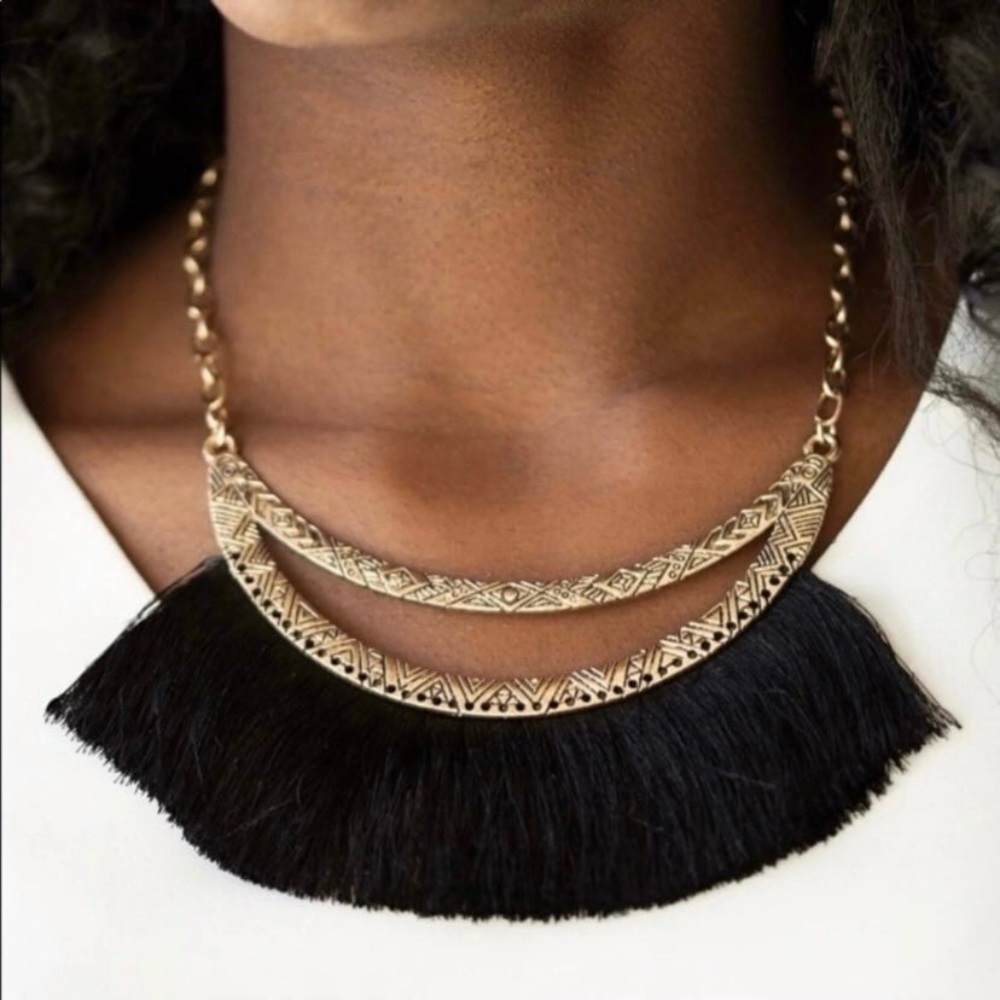Paparazzi Black and Gold Statement Necklace